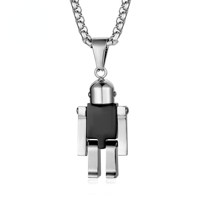 Wholesale movable titanium steel robot pendant hip hop style hipster necklace JDC-NE-QianF011