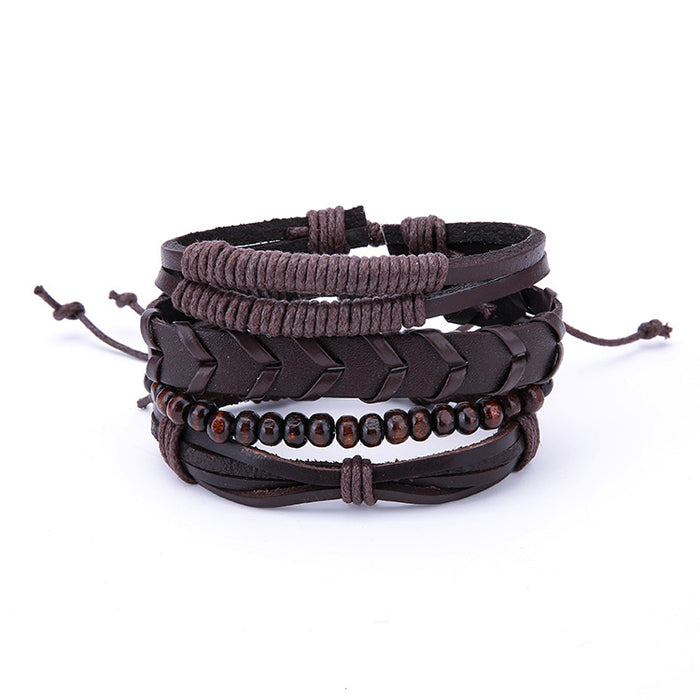 Wholesale Bracelet Leather Vintage Hemp Rope Braided Men's Bracelet MOQ≥2 JDC-BT-JiaX005