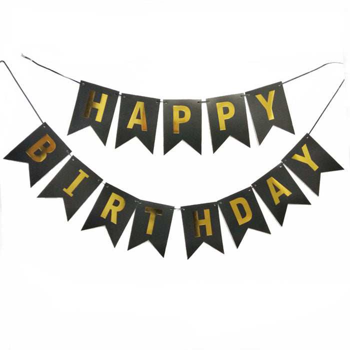 Wholesale Birthday Party Decoration Paper Dovetail Bronzing Pull Flag MOQ≥2 JDC-OS-QPai002