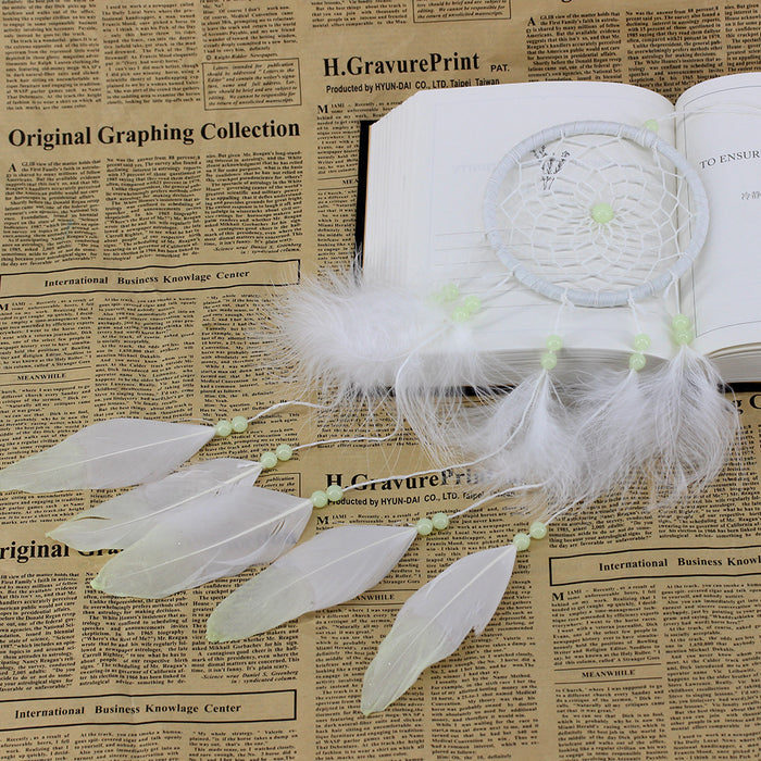 Wholesale Dream Catcher Feather Luminous Bead Pendant MOQ≥2 JDC-DC-LZ072