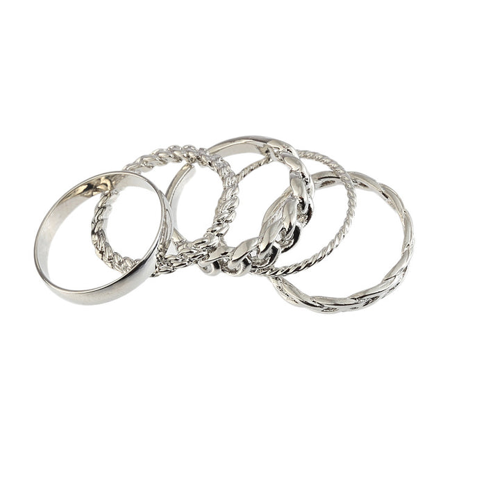 Jewelry WholesaleWholesale Alloy Polished Ring Set JDC-RS-MingF004 Rings 铭菲 %variant_option1% %variant_option2% %variant_option3%  Factory Price JoyasDeChina Joyas De China