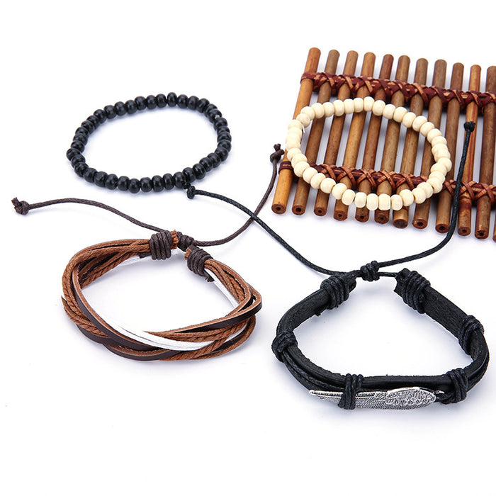 Wholesale Bracelet Leather Vintage Woven Multilayer Couple Bracelet MOQ≥2 JDC-BT-JiaX008