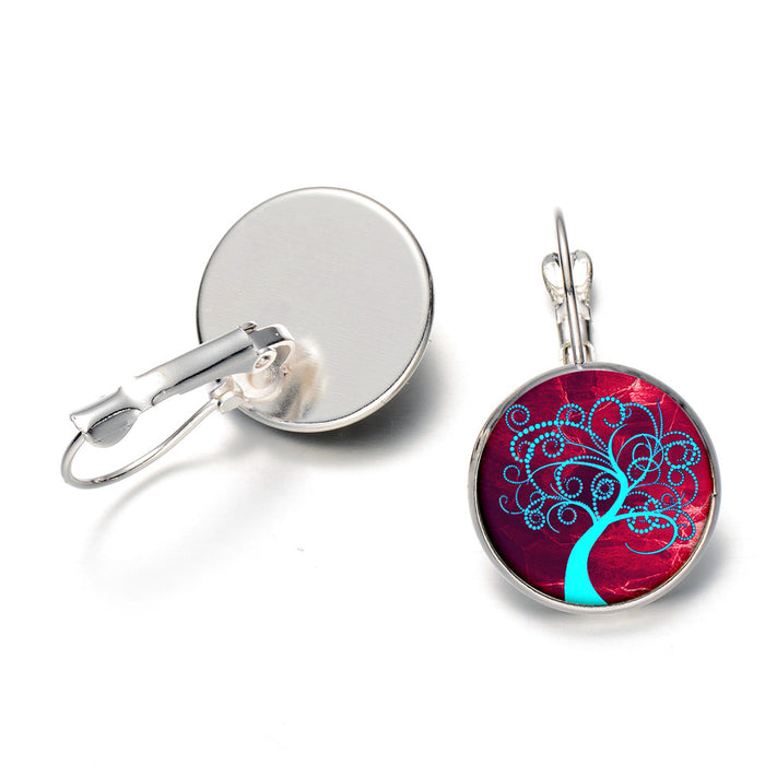 Wholesale tree of life time gemstone earrings JDC-ES-Songx033