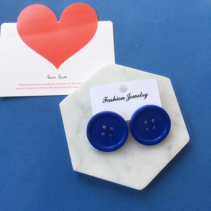 Wholesale Color Candy Color Button Wood Earrings JDC-ES-Chouteng002
