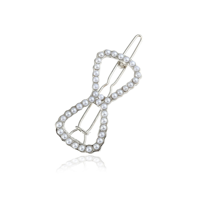 Wholesale Hair Clips Alloy Plating Hollow Bow Knot Pearl JDC-HC-Jingjie031