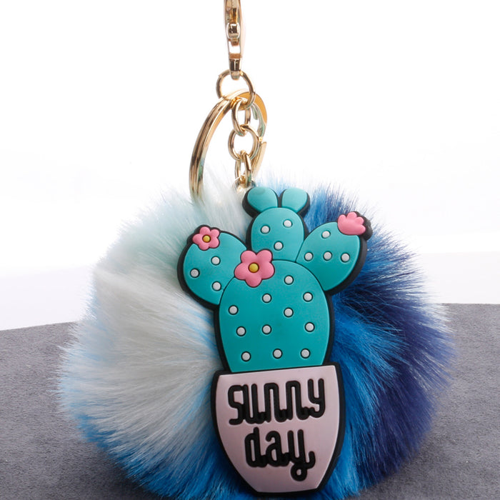 Wholesale Cartoon Cactus Hair Ball Pendant Bag Car Ornament MOQ≥2 JDC-KC-QiShi036