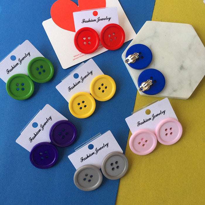 Color al por mayor Candy Color Button Pendientes de madera JDC-ES-Chouteng002