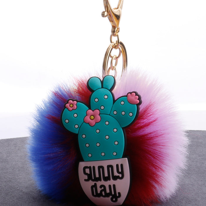 Wholesale Cartoon Cactus Hair Ball Pendant Bag Car Ornament MOQ≥2 JDC-KC-QiShi034