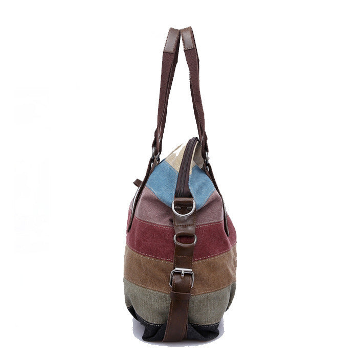 Wholesale Shoulder Bag Canvas Rainbow Striped Diagonal Span JDC-SD-Biling003