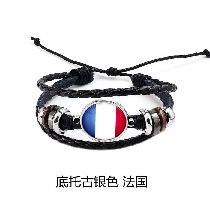Wholesale Hand Beaded Flag Leather Cord Bracelet JDC-BT-LvY005
