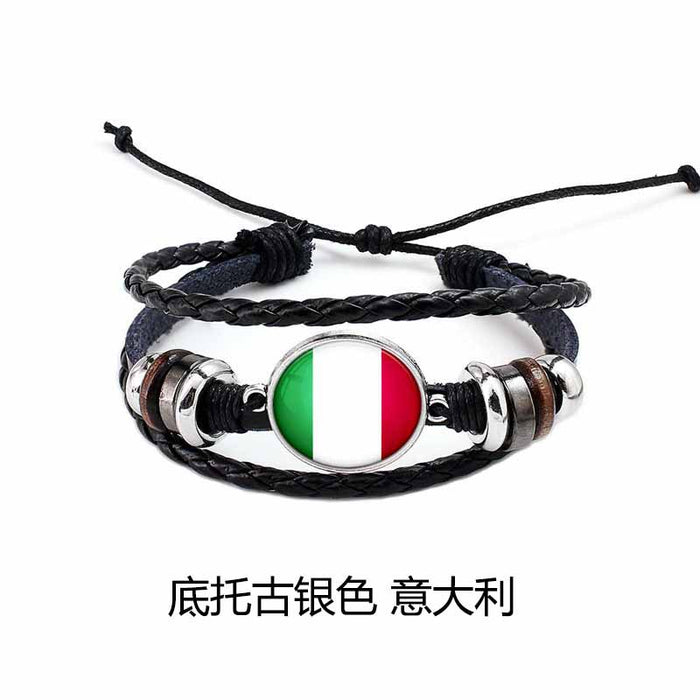 Wholesale Hand Beaded Flag Leather Cord Bracelet JDC-BT-LvY005