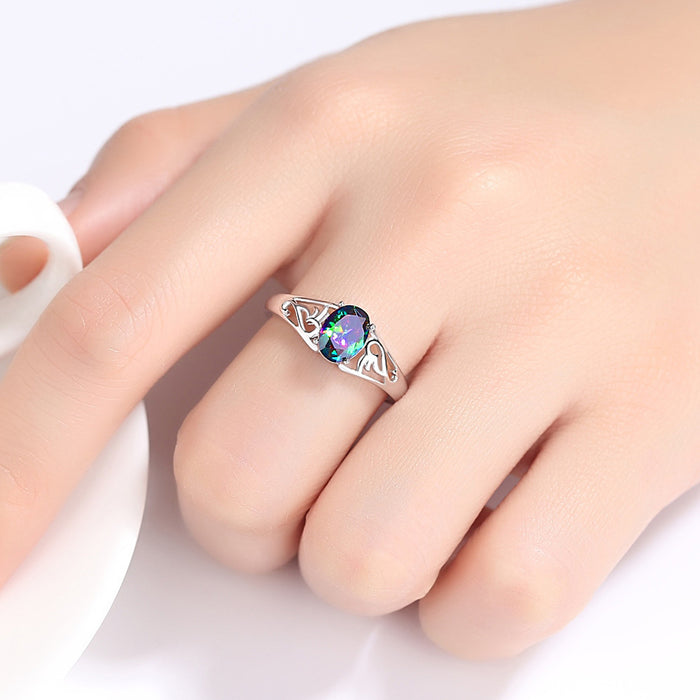 Wholesale Rings Copper Colorful Oval Zircon Hollow Out JDC-RS-BiaoM001