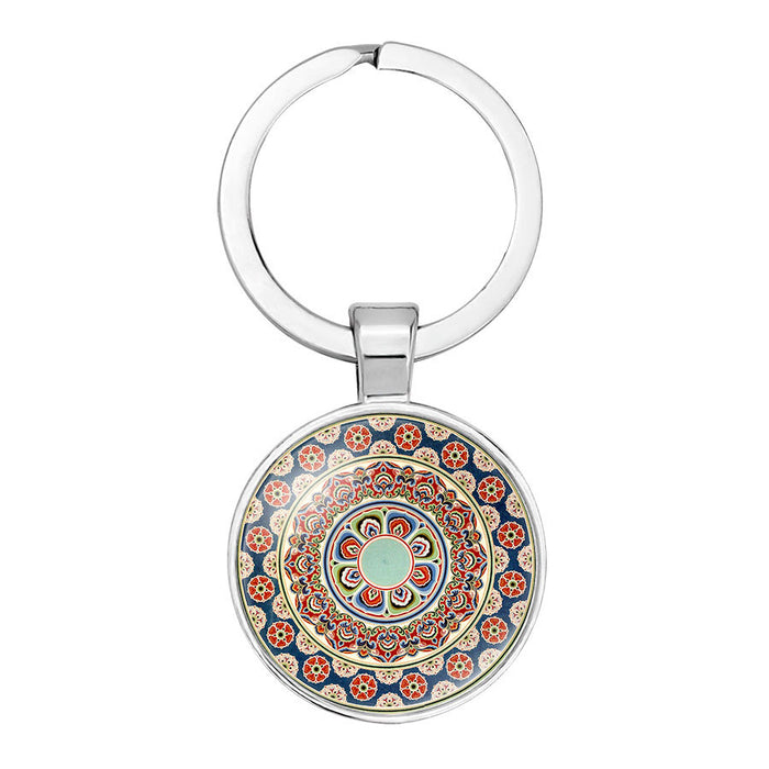 Mandala Mandala Mandala Time Gemstone Alloy Glass Keychain JDC-KC-GINEX015