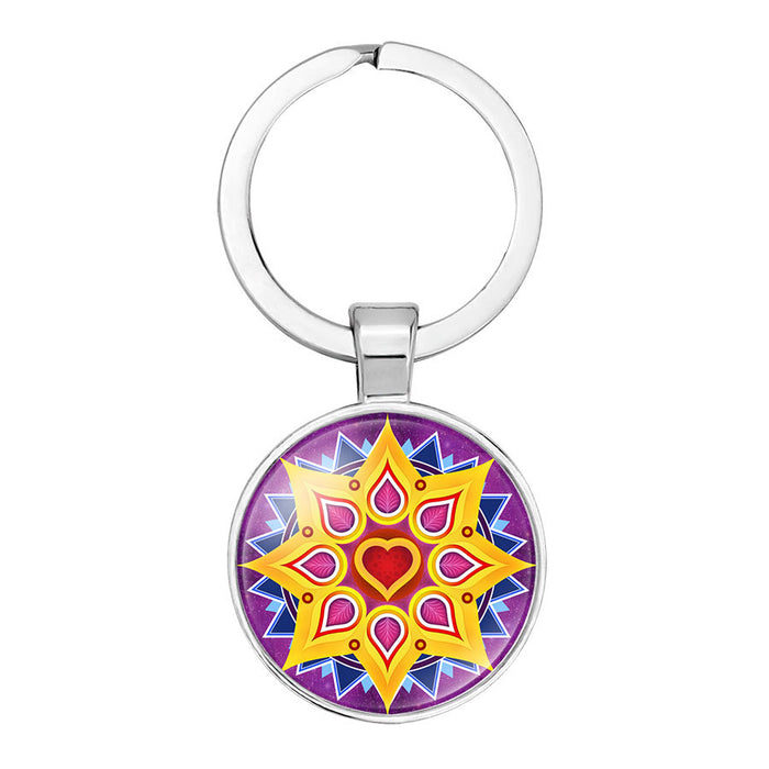 Mandala Mandala Mandala Time Gemstone Alloy Glass Keychain JDC-KC-GINEX015