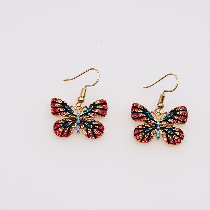 Wholesale Earring Alloy Super Flash Color Butterfly MOQ≥2 JDC-ES-YiCe008
