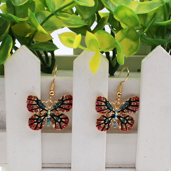 Wholesale Earring Alloy Super Flash Color Butterfly MOQ≥2 JDC-ES-YiCe008