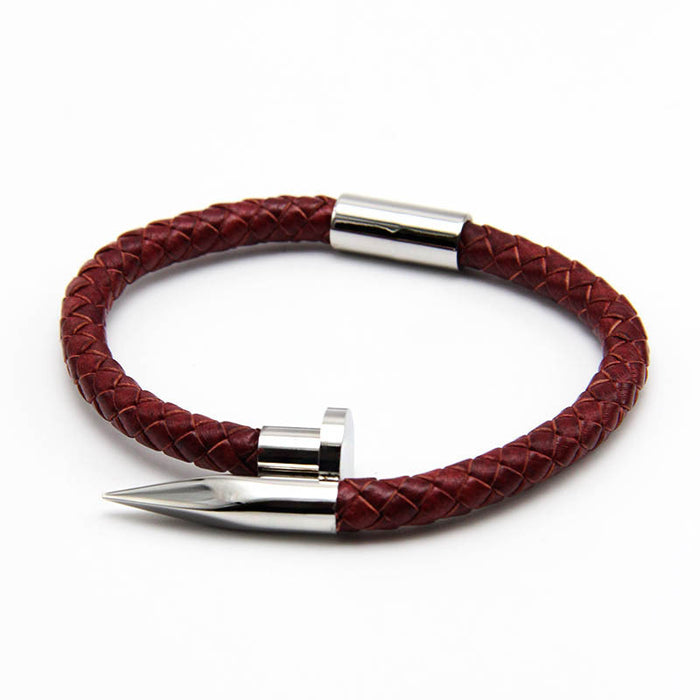 Wholesale Nail Bracelets Titanium Steel Jewelry Leather Accessories Mens Leather Bracelet JDC-BT-ZiGe006
