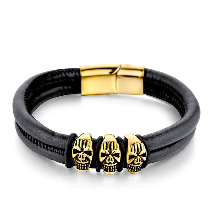 Wholesale Bracelet Titanium Steel Skull Braided Belt Men's Bracelet MOQ≥2 JDC-BT-HaiT003
