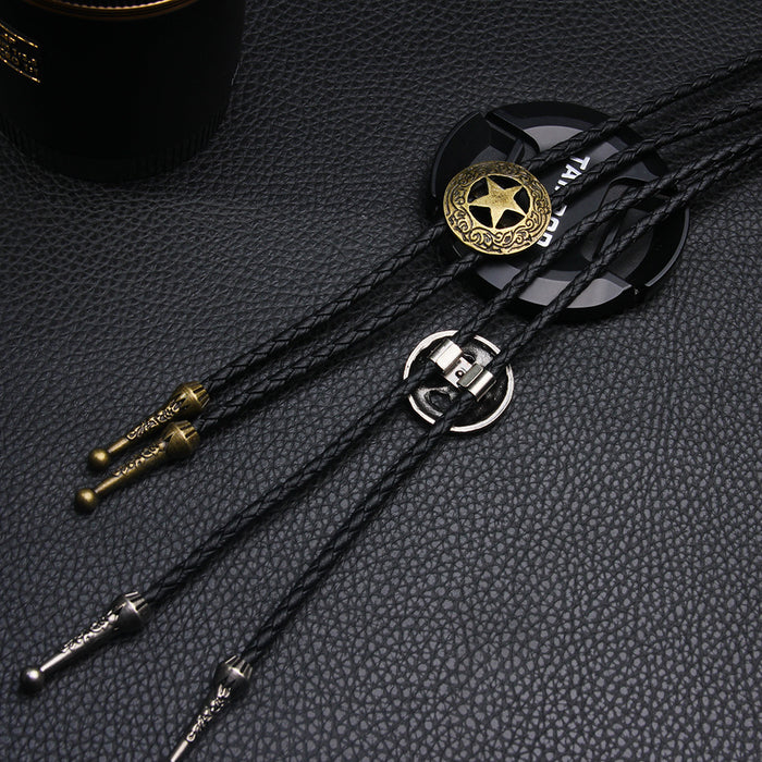Wholesale Necklace Leather Shirt Tie Pentagram Buckle Sweater Chain JDC-NE-QiN008