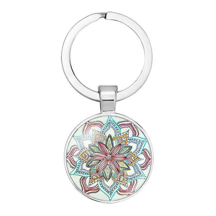 Wholesale Mandala Flower Time Gemstone Alloy Glass Keychain JDC-KC-NingX015
