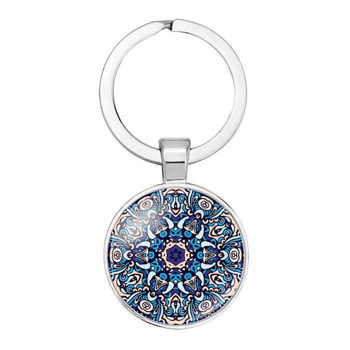 Wholesale Mandala Flower Time Gemstone Alloy Glass Keychain JDC-KC-NingX015