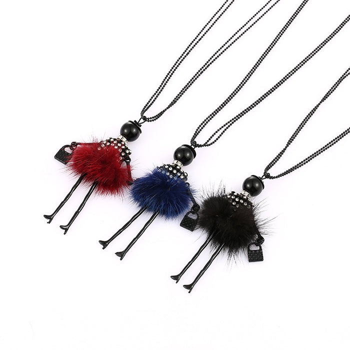 Wholesale Necklace Alloy Mink Hair Dancing Girls Sweater Chain MOQ≥2 JDC-NE-ZiE001