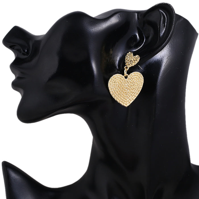 Wholesale Earrings Alloy Heart Texture Embossed Line MQO≥2 JDC-ES-zhuoq005