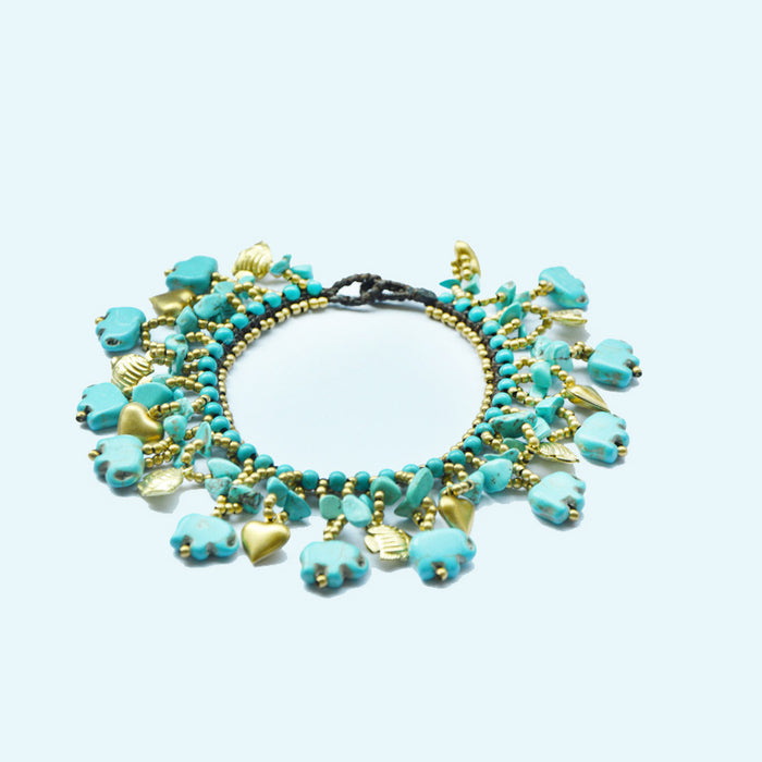 Jewelry WholesaleWholesale bohemian style vintage hand-woven turquoise copper anklet chain JDC-AS-Mcheng003 Anklet 结满 %variant_option1% %variant_option2% %variant_option3%  Factory Price JoyasDeChina Joyas De China
