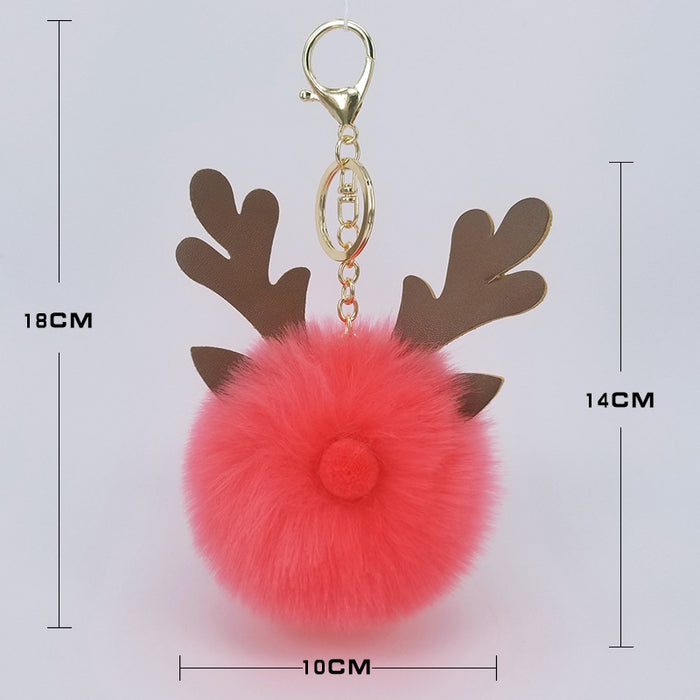Wholesale Keychains Imitation Rabbit Fur PU Christmas Elk MOQ≥2 JDC-KC-Yongz014