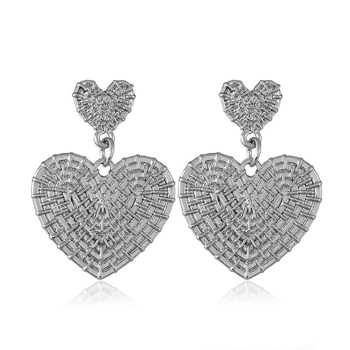 Wholesale Earrings Alloy Heart Texture Embossed Line MQO≥2 JDC-ES-zhuoq005