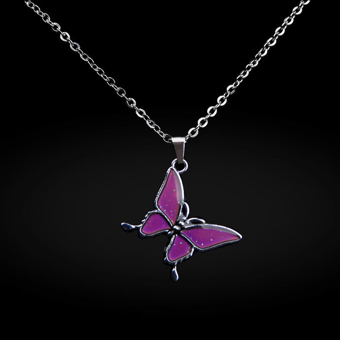 Wholesale Stainless Steel Chain Thermochromic Butterfly Necklace JDC-NE-LA001