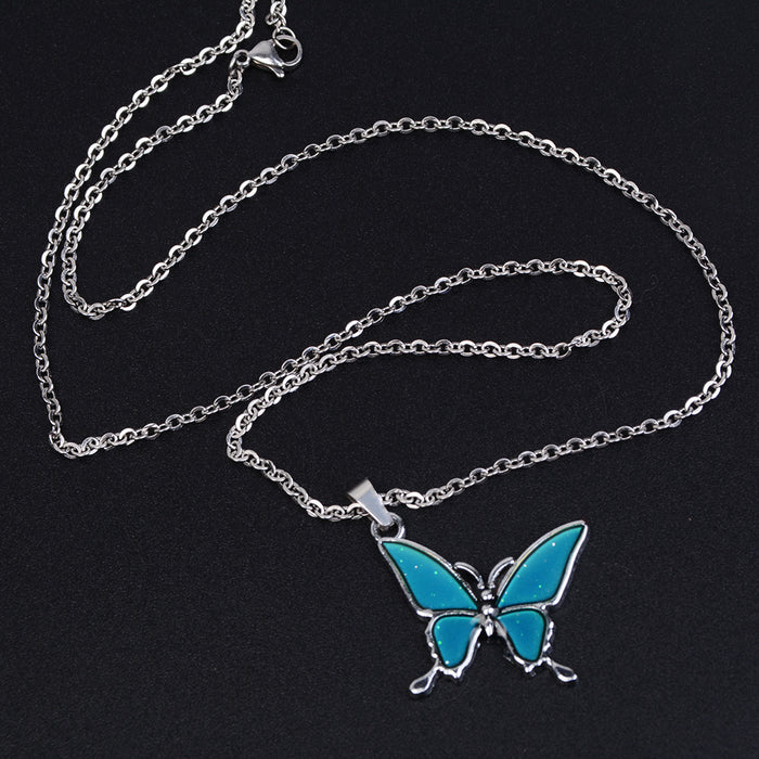 Wholesale Stainless Steel Chain Thermochromic Butterfly Necklace JDC-NE-LA001