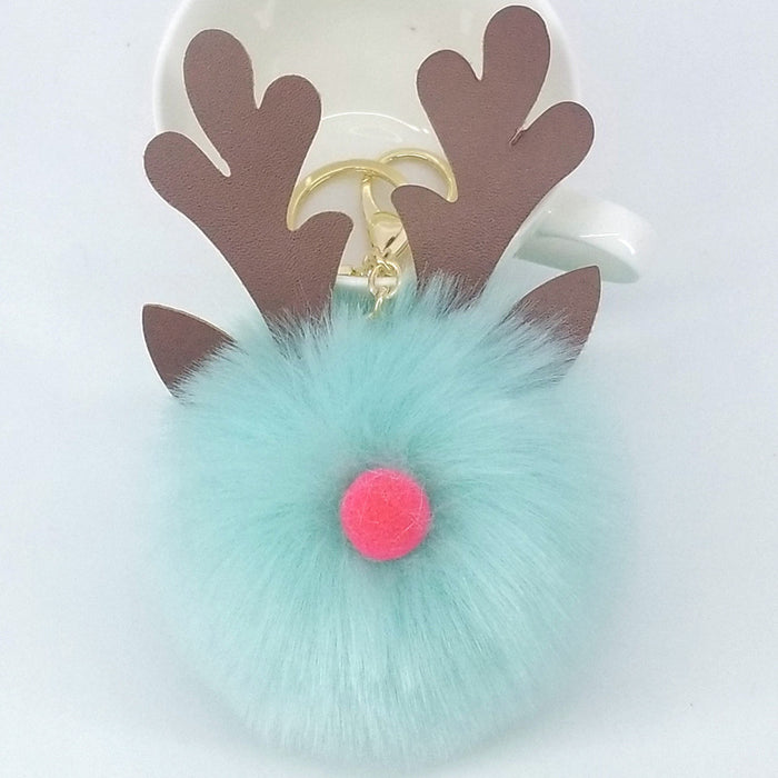 Wholesale Keychains Imitation Rabbit Fur PU Christmas Elk MOQ≥2 JDC-KC-Yongz014