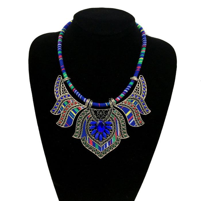 Wholesale Boho Ethnic Necklace Color Alloy Diamond Necklace JDC-NE-KAZI001