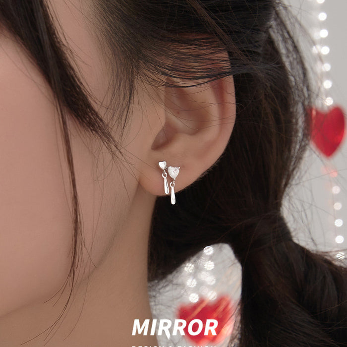 Wholesale earrings silver tassel heart MOQ≥2 JDC-ES-congz024
