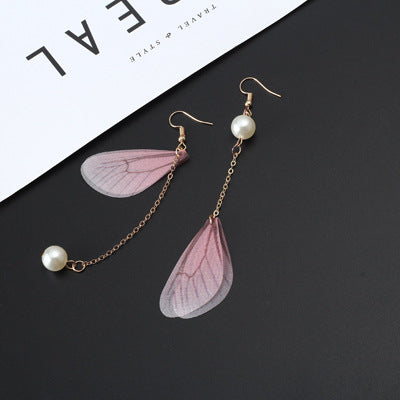 Wholesale Earrings Alloy Tulle Butterfly Wings Pearl Earrings JDC-ES-LvG003