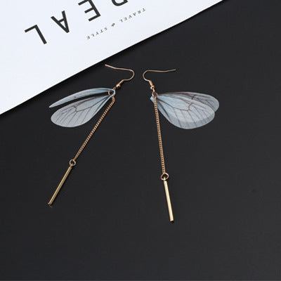 Pendientes al por mayor Aleación Tulle Butterfly Wings Pearl Pendientes JDC-ES-LVG003