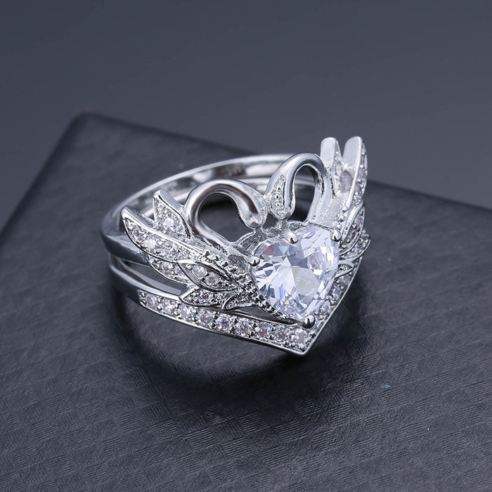 Wholesale Swan Gemstone Zircon Copper Ring JDC-RS-DD004