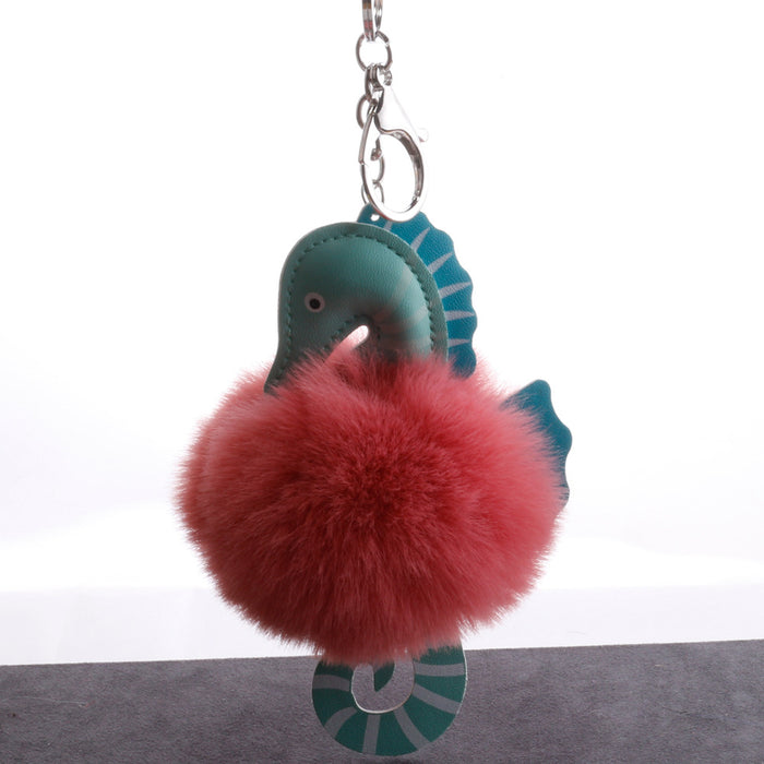 Jewelry WholesaleWholesale Hippocampus Plush Doll Hair Ball Keychain MOQ≥2 JDC-KC-QiShi032 Keychains 奇释 %variant_option1% %variant_option2% %variant_option3%  Factory Price JoyasDeChina Joyas De China