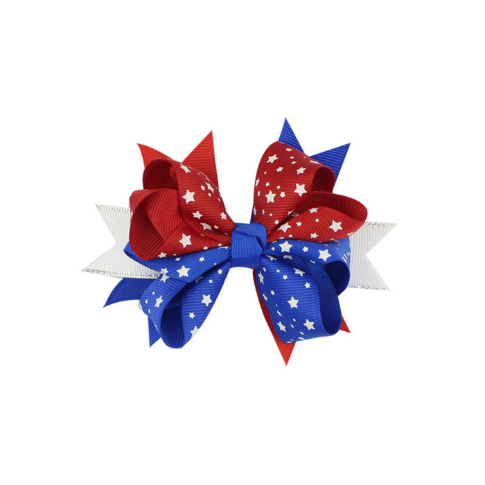 Wholesale 4th of July Independence Day Hot Sale Hair Accessories Kids Bow Hair Clips MOQ≥2  JDC-HC-HaoC003