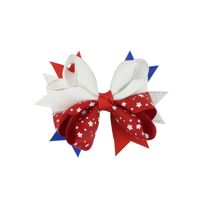Wholesale 4th of July Independence Day Hot Sale Hair Accessories Kids Bow Hair Clips MOQ≥2  JDC-HC-HaoC003