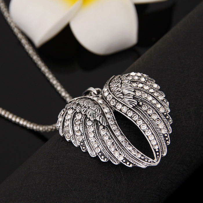 Wholesale Alloy Diamond Heart Wings Necklace MOQ≥3 JDC-NE-YouH014