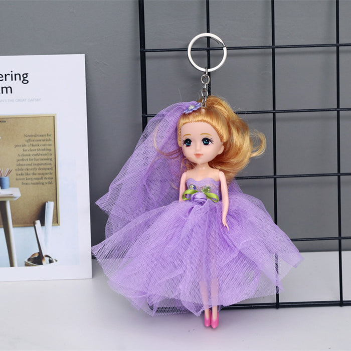 Wholesale Doll 3D Real Eye Wedding Dress Bride Princess Doll Cake Keychain MOQ≥3 JDC-KC-HYan002