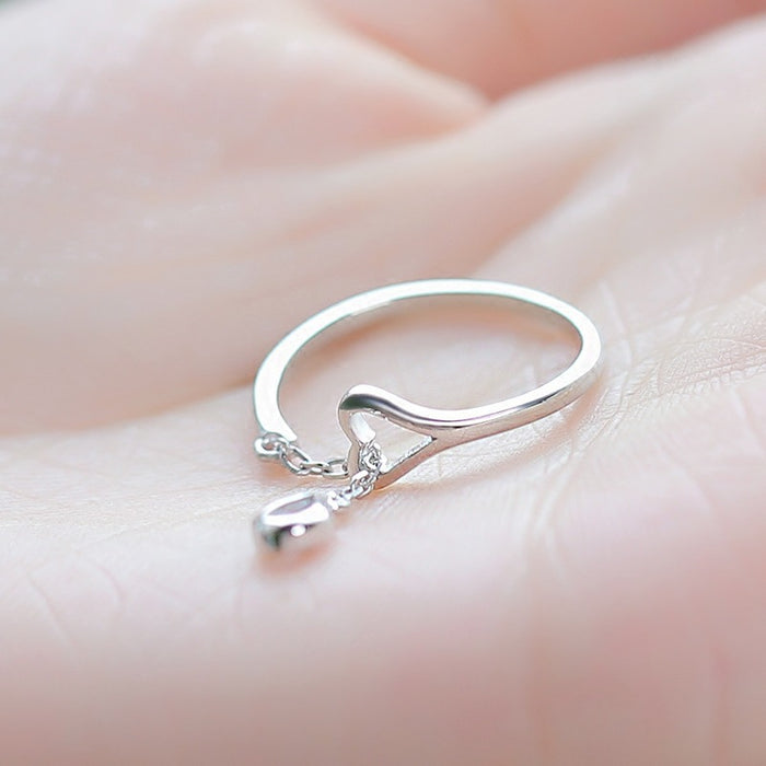 Wholesale Ring Silver Waterdrop Pendant Ring JDC-RS-ZhenR051