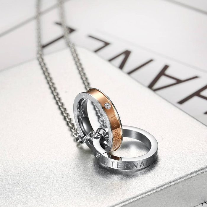 Wholesale Necklaces Titanium Steel Couple Ring MOQ≥2 JDC-NE-XuanL003