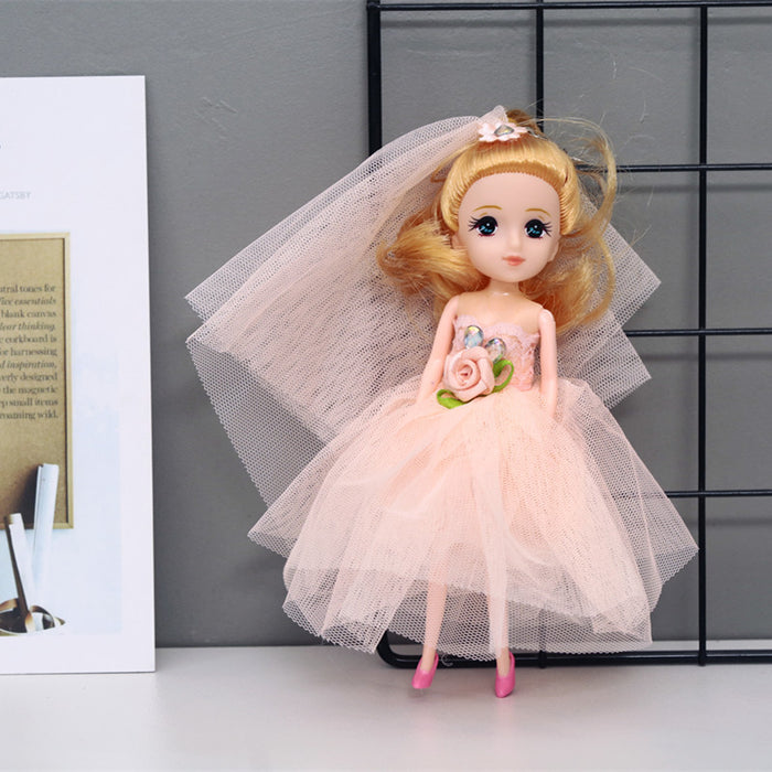 Wholesale Doll 3D Real Eye Wedding Dress Bride Princess Doll Cake Keychain MOQ≥3 JDC-KC-HYan002