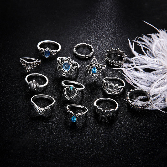 Conjunto de anillo de aleación de piedras preciosas de flores de circón al por mayor JDC-RS-MYL003