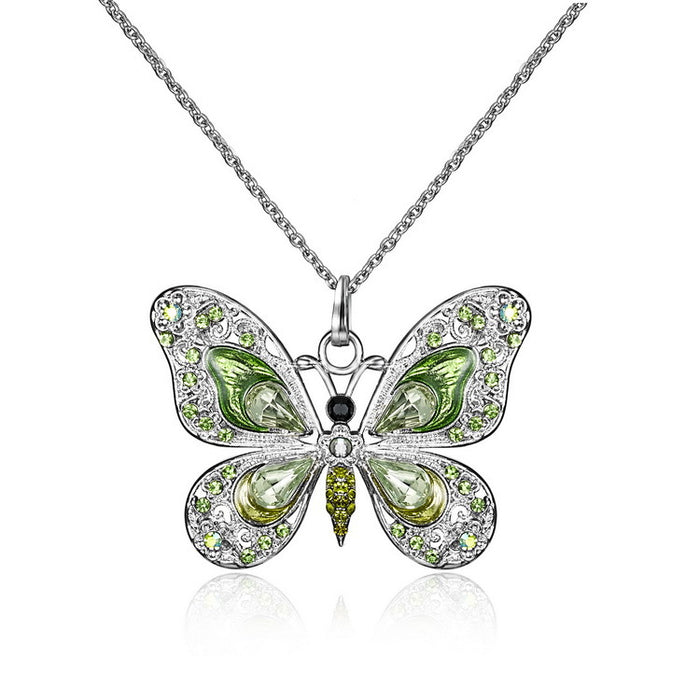 Collier de papillon multicolore vintage en gros avec collier en diamant JDC-NE-L001