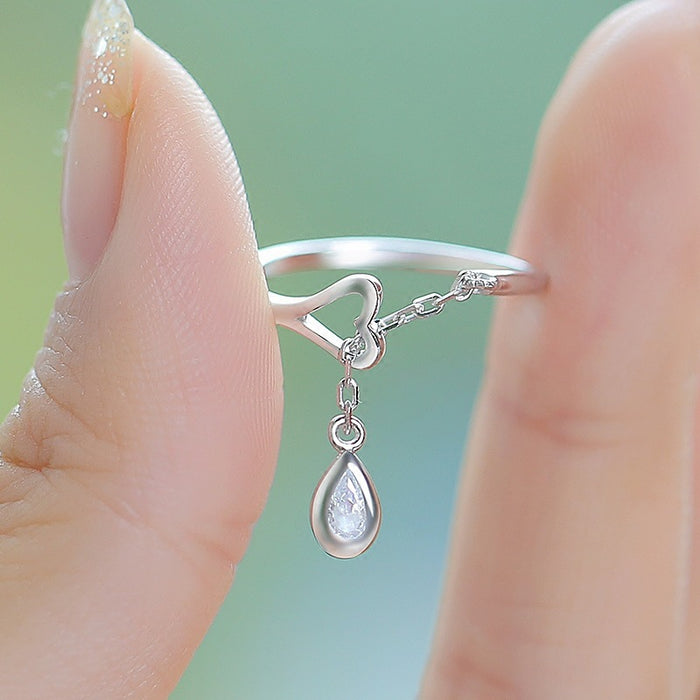 Wholesale Ring Silver Waterdrop Pendant Ring JDC-RS-ZhenR051