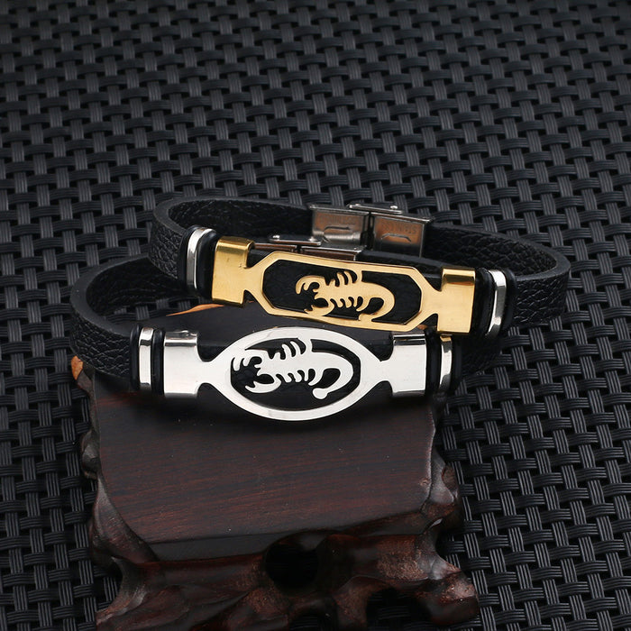 Wholesale Bracelet Stainless Steel Leather Scorpion Bracelet MOQ≥2 JDC-BT-LiuJ005